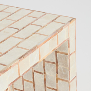 Handmade White Capiz Table Square Brick Pattern Shell <b>Mosaic</b> Accent Table For Living Room Furniture Home Decor Wholesale Style - Product Image 2