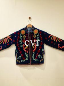 Chaqueta de Terciopelo Estilo Chino con Bordado, Manga Larga, Cuello Mandarín, Bordado a Mano con Patrón Floral, Ropa de Abrigo de Invierno para Adultos - Product Image 3