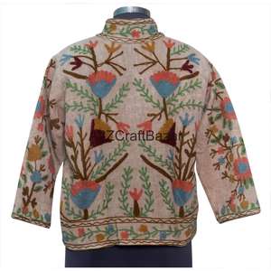 Chaqueta Bomber de Invierno para Mujer, Tejida a Mano con Bordado Suzani, Volantes, Estampado Floral, Transpirable, Ecológica, 100% Algodón - Product Image 5