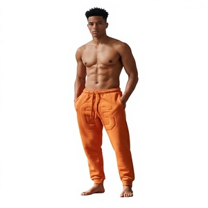 PRO ENTERPRISES Pantalon de jogging décontracté pour homme en molleton orange, nylon/coton, antistatique, taille haute, avec logo lettré en relief, élastique - Product Image 6