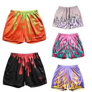 Short de basketball en maille pour homme, personnalisé, en polyester imprimé avec motifs camouflage et effet goutte de flamme - Product Image 3