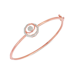 Hinged Openwork Heart Motif Diamond <b>Bangle</b> <b>Bracelet</b> - Product Image 6