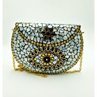 RR ENTERPRISES - Bolso de Mano de Aleación Antigua Hecho a Mano para Mujer, Estilo Real para la Noche, Accesorios de Moda con Cristales, Modelo RR202514964