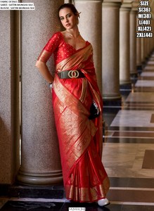 Neelambara Temple Embroidered <b>Saree</b> with Blouse-Traditional Party Wear Wrinkle Free & Moisture Wicking - Product Image 5