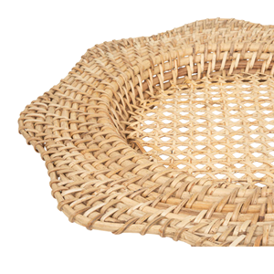Floral Shape Bright Color Rattan Placemat, Vietnam Artisan Crafted Wicker Charger Plates, Luxury Sustainable <b>Table</b> Top Decor - Product Image 3