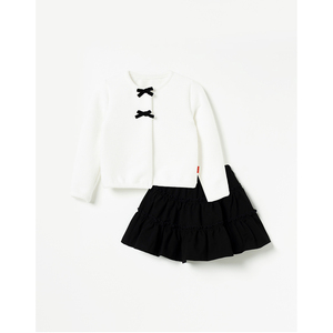 Conjunto de Ropa con Lazo Estilo Coreano OZKIZ para Niñas de 2 a 6 Años, 100% Algodón, Color Sólido, Moda Infantil al por Mayor para Primavera/Otoño - Product Image 1