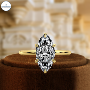 แหวนเพชรทรงมาร์คีส์ 1 กะรัต เพาะเลี้ยงในห้องปฏิบัติการ, แหวนทองคำขาว 14K, แหวนแต่งงานแบบโซลิแทร์, แหวนแต่งงานรับรองโดย IGI, แหวนวินเทจ - Product Image 4