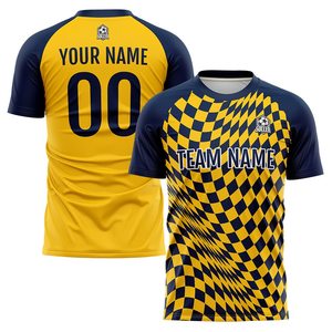 Custom Sublimated Soccer Jersey Black Purple Yellow Pattern Crew <b>Neck</b> Short Sleeve Moisture Wicking Unisex Adult Athletic Wear - Product Image 4