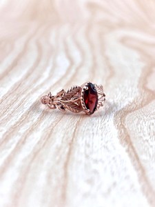 Handmade <b>Garnet</b> <b>Silver</b> Leaf <b>Ring</b> 925 Sterling <b>Silver</b> 14K Gold Plated Boho Twig Promise <b>Ring</b> For Women - Product Image 1