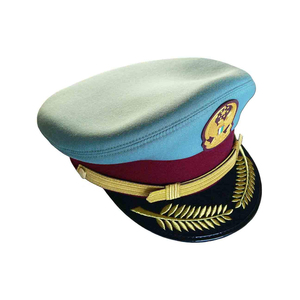 หมวกพิธีการ OEM พร้อมปีกหมวกสีทองแบบแถวเดียว ขายส่งเครื่องประดับศีรษะ หมวกปักมือสีทองสีเงิน ทำจากขนสัตว์ 100% สำหรับกิจกรรมกลางแจ้ง - Product Image 1