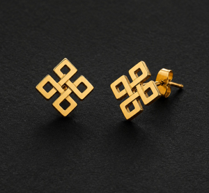 Pendientes de Plata de Ley 925 con Baño de Oro de 18K, Diseño de Nudo Celta Infinito, Minimalistas, Unisex, para Uso Diario - Product Image 1
