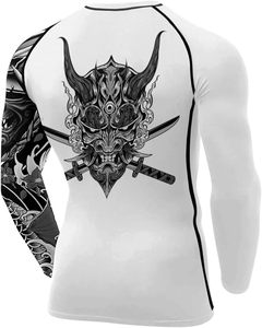Camiseta de Compresión Ajustada de Manga Larga Blanca para Hombre, Secado Rápido, Poliéster, Ropa de Artes Marciales, Logotipo Frontal - Product Image 3