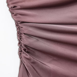 Débardeur asymétrique plissé rétro en polyester tissé respirant pour femme – Collection automne - Product Image 5