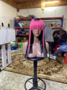 Haute qualité os droite femme perruque en gros miel brun cheveux humains avec mince pour suisse pour dentelle frontale rose blond couleur - Product Image 3