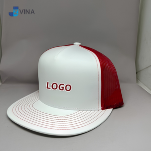 Gorra Trucker de Malla con LOGO Personalizado, Blanca y Roja, Ajustable, de 6 Paneles, Casual, con Logotipo en el Panel Frontal, Primavera Verano - Product Image 1