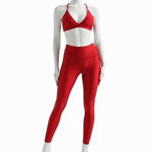 Conjunto de Yoga de 2 Piezas para Mujer, Color Sólido, Spandex/Nailon, Sin Costuras, Cintura Alta Elástica, Tallas Grandes, Ropa Deportiva con Logotipo - Product Image 1