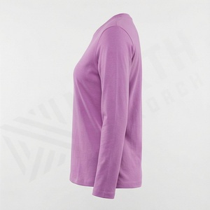 Camiseta de Manga Larga con Cuello Redondo para Mujer, Color Personalizado, Algodón Orgánico de Lujo, Preencogido, GOTS Premium, Corte Clásico Suave - Product Image 3
