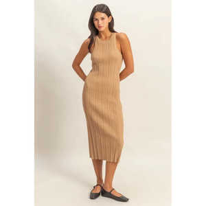 HYFVE-Vestido ajustado de cuello redondo para mujer, Vestido de punto acanalado, suéter cómodo - Product Image 5