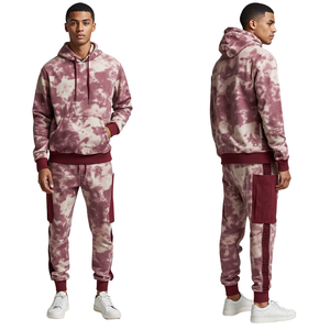 <b>Mens</b> Acid Wash Distressed Tracksuit <b>Thermal</b> Patch Oversized Sweatsuit Premium Streetwear Blanks - Product Image 1