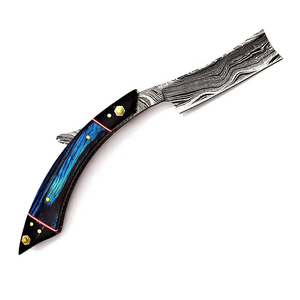 Burraq DIY OEM Navaja de Afeitar Recta Multifuncional de Acero de Damasco Tradicional Hecha a Mano de 7 Pulgadas con 1 Hoja, Funda de Cuero para Barberos, Regalo - Product Image 1