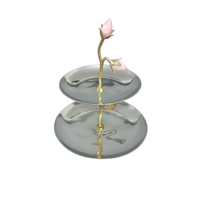 Support à gâteaux à 2 étages, design classique, finition argent poli, pour servir des desserts lors de mariages, réceptions et traiteurs. - Product Image 3