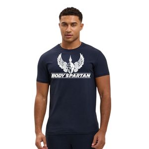 Camiseta con estampado gráfico azul marino para hombre, cuello redondo, manga corta, atlética, para gimnasio, entrenamiento, ropa deportiva informal, ropa deportiva - Product Image 1