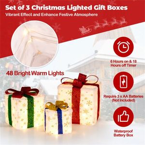 3 Scatole Regalo LED Natalizie Impilabili, Design Robusto e Impermeabile IP65, Accessori per Feste in Plastica per Caminetto, Albero, Portico - Product Image 5