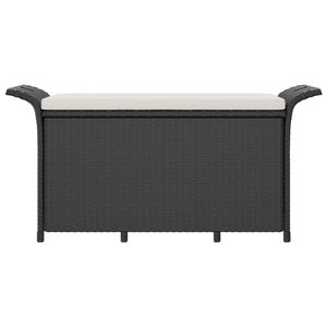 Banc de jardin en polyéthylène noir avec aspect rotin, banc de rangement élégant - Product Image 3