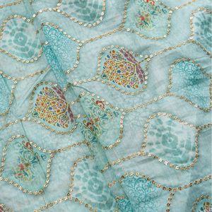 Premium position print with embroidery fabric is a modern textile designed for stylish fashion and <b>garment</b> collections This fabr - Product Image 5