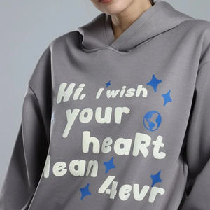Hoodie surdimensionné personnalisé imprimé en relief, style streetwear, coupe courte, unisexe, pour hommes et femmes - Product Image 5