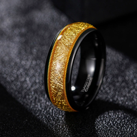 Wolframcarbid-Ring mit Kanalset, Gold-Draht-Gitarrensaiten-Einlage, Polierte Kanten, Komfortabler Sitz, Herren-Ehering für Hochzeitstag
