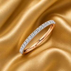 Anillo de Boda de Diamantes Curvos de Lujo Cultivados en Laboratorio para Mujer, Oro de 10K, 14K, 18K, Plata 925, 935, Joyería Fina - Product Image 1