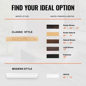 Caminetto in Legno Naturale da 72 x 8 x 5 Pollici, Montaggio a Parete, Stile Rustico, Capacità di Carico 50 Libbre - Product Image 6