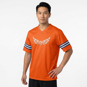 Orange V-Neck Jersey Men Short Sleeve Sublimated Print Moisture Wicking Regular Fit Adult <b>Sport</b> <b>Apparel</b> - Product Image 4