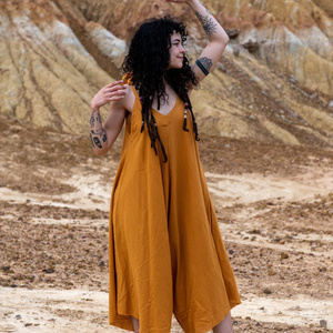 Combinaison en coton style bohème, pantalon large, combinaison décontractée pour les vacances à la plage, à porter tous les jours, combinaison sans manches - Product Image 3