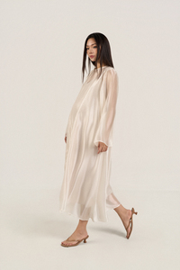 ชุดเดรสผ้าไหมออร์แกนซ่าเนื้อบางเบา ระบายอากาศได้ดี สไตล์ลำลองหรูหรา สำหรับคุณแม่ตั้งครรภ์ ทรงหลวม เอวไม่รัดรูป แขนยาวปกติ คอเสื้อแบบคอกลม ความยาวปานกลาง - Product Image 2