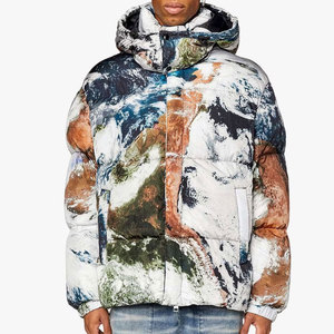 Chaqueta de Invierno para Hombre con Capucha, Estampado por Sublimación, Impermeable, Relleno de Poliéster, Estilo Casual, Cierre de Cremallera, Chaqueta Acolchada - Product Image 2