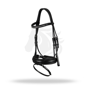 Bridon anatomique Castello noir, taille complète, pour l'équitation anglaise, confort du cheval assuré - Product Image 1
