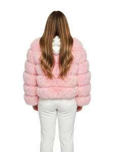 Pink Eco-Friendly Vintage Faux Fur <b>Jacket</b> <b>Women</b> Winter Thick Warm <b>Short</b> Coat Full <b>Sleeve</b> Solid Color Fox Style Outerwear - Product Image 3