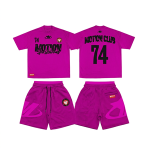 Conjunto Deportivo CLUB para Hombre, Camiseta de Manga Corta con Pantalones Cortos a Juego, Secado Rápido, Cuello Redondo, Poliéster, Ropa de Verano - Product Image 3