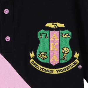 AKA Black Opp Sleeve Premium Shirt for Women Black Green Pink Short Sleeve Crew Neck Casual Greek Style Apparel - Product Image 4