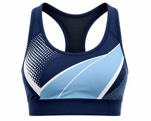 เสื้อชั้นในกีฬาผู้หญิงสีดำแบบ Racerback คอกว้างไร้ตะเข็บ ระบายอากาศได้ดี รองรับแรงกระแทกสูง สำหรับออกกำลังกาย โลโก้ด้านหน้า แต่งขอบตัดสี - Product Image 2