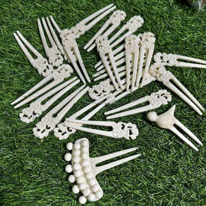Épingle à cheveux en os de buffle blanc naturel, sculptée à la main, accessoire de coiffure design au meilleur prix - Product Image 5