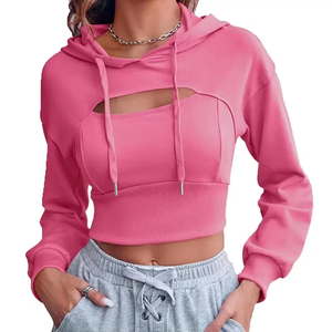 High Quality Letter Print Loose Custom Cropped <b>Hoodie</b> Woman Cotton Womens Crop Top <b>Hoodie</b> <b>pink</b> - Product Image 1