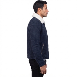 Custom Men's Genuine Sheep Skin Leather <b>Jacket</b> Spring Casual Outdoor <b>Waterproof</b> Coated Stand Collar Zipper <b>Thin</b> High Street - Product Image 2