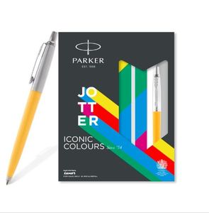Parker Jotter Standard Chrome Trim Ball Pen and <b>Notebook</b> Yellow Body Blue Ink Fine Point Ideal Gift <b>Set</b> for Professionals - Product Image 1