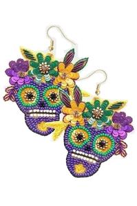 Mardi Gras ต่างหูลูกปัดเครื่องประดับแฟชั่นงานหมั้นสำหรับงานปาร์ตี้เครื่องประดับแฟชั่นต่างหูลูกปัดทำมือ - Product Image 6