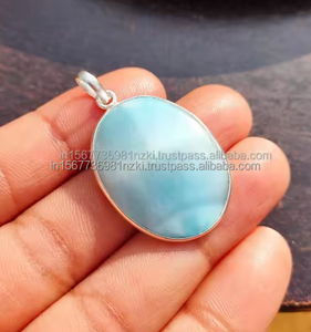 สร้อยคอจี้เงินสเตอร์ลิงทำด้วยมือ925อัญมณีลาริมาร์แท้สไตล์โบฮีเมียนคู่รักของขวัญสำหรับคุณแม่ - Product Image 1