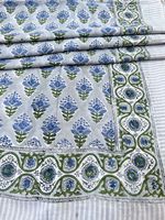 Sarongs Bikini sans bretelles pour femmes, en coton artisanal, imprimé à la main, motif floral bleu, style Rajasthani, confectionné par des artisans de Jaipur.