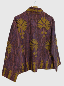 Floral Pattern Mandarin Collar Blazer Full Sleeve Women'<b>s</b> Plus Size Autumn Wear Woven Polyester Jacket - Product Image 4